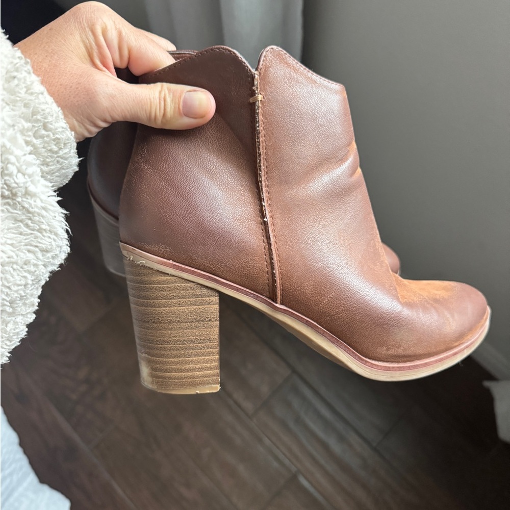 MIA Tan Leather Ankle Booties